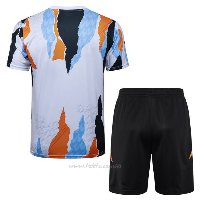 Chandal del Real Madrid Manga Corta 2024-2025 Blanco y Amarillo - Pantalon Corto
